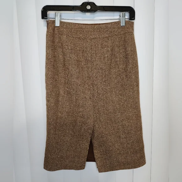 Loft Brown Wool Blend Pencil Skirt Size 0 - Picture 2 of 5